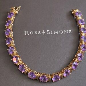 18kt Gold Over 925 Sterling silver Ross Simons Amethyst Bracelet Size 7.5